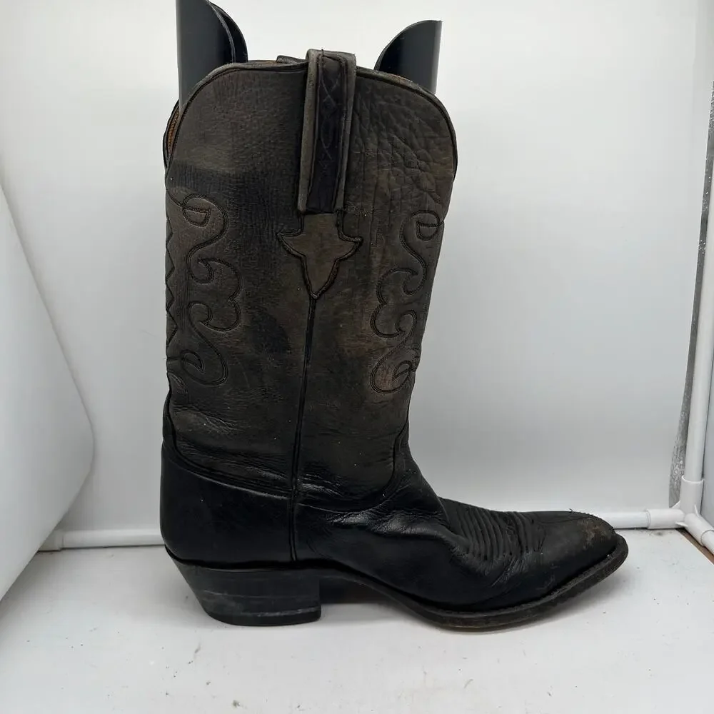 Lucchese Boots Mens 10 Black Leather Cowboy Western **